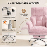 Cross Legged Office Chair with Footrest, Big and Tall Comfy Ergonomic Reclining Executive Chair Wide Seat with Flip-Down Armrests