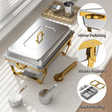 Trivico Chafing Dishes for Buffet 4 Pack(Full 1/2 1/3 Size Pan), 9QT Chafing Dish Buffet Set Stainless Steel Buffet Food Warmers Sets for Catering Events Parties Dinners,Gold and Silver