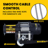 Novawinch FENIX 3500 Wire Cable - ATV Winch 3500 lb - 12V Electric Winch for ATV UTV Four Wheeler Quad SXS - Wire Rope with Automatic Load Holding Brake - Waterproof Handheld Remote Control