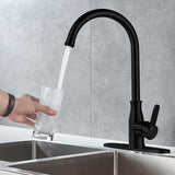 Kohonby Single Handle Kitchen Faucet Stainless Steel Matte Black, Modern High Arc Kitchen Sink Faucet, Commercial Bar Sink Faucet One Hole with Deck