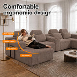 RENDGO 146" Oversized Boneless Sectional Sofa with Chaise,U Shaped,Coffee