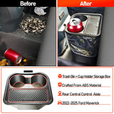 Trash Can for Ford Maverick 2025 2024 2023 2022,Upgraded Rear Trash Bin with Dual Cup Holder