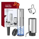 Rechargeable Electric Wine Opener Set, 4-in-1 Automatic Opener Kit with Aerator Pourer, Foil Cutter, Vacuum Pump and Stoppers - Ideal Gift for Mother's Day, Father's Day, Birthday and Anniversary