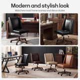 Upholstered Armless Office Chair Faux Leather Swivel Home Desk Office Chair