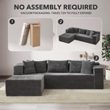 106” Modular Sectional Sofa, Cloud Sectional Couch with Deep Seat, Modern Modular L-Shape Sofa Couch with Chaise,Upholstered Couches for Living Room Bedroom（Grey）