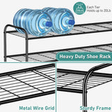 SLEEPING LAMB 4 Tier Long Shoe Organizer for Closet, Metal Shoe Rack Wide Shoe Storage Organizer 30-Pairs Shoe Shelf for Bedroom, Floor, Entryway (Black)
