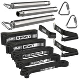 Long Resistance Bands for Working Out - Pull Up Assistance Bands with Handles, Door Anchor - Stretch Bands for Exercise Bands Resistance Bands Set (Black Set with Bar)