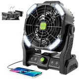 TDLOL Battery Powered Fan, 20000mAh Coldless Fan Rechargeable Fan Portable,270°Head Rotation Camping Fan with LED Light & Hook,Quiet USB Table Fan Battery Operated Fan Camping Fan for Tents Black X26