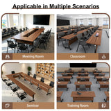 4Pack Folding Conference Room Tables,Modular Mobile Conference Table,Dynamic Joinable Seminar Training Table,Stackable Office Meeting Tables for Classroom Training Center Library(4,Walnut,47.2in)