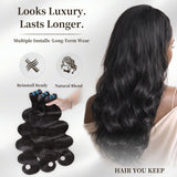 Luckstar Body Wave Real Human Hair Raw Bundles, 3 Bundles 26 26 26 Inch, Double Drawn Ultra Thin Weft, Cuticle Aligned, Long-Lasting Professional Sew-In Extensions, Reusable and Dyeable