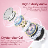 Active Noise Cancelling Ear Buds Wireless Bluetooth Headphones 80H Playtime Display Charging Case 50dB ANC Over Ear Hooks Earbuds with Hi-Res Sound Clear Calls for Sports Running Gym Workout Pink Salt