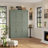 HITHOS 72" Tall Kitchen Pantry Storage Cabinet w/Drawers & Shelves, Green