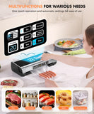 Food Vacuum Sealer Machine, 95KPa Powerful Food Saver with Dry/Moist/External Vacuum Modes, Built-in Cutter & Bag Storage, Single/Double Sealing, 1 Bag & 15 Pre-cut Bags