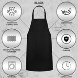 GREEN LIFESTYLE 12 Pack Bib Apron - Unisex Black Aprons, Machine Washable Aprons for Men and Women, Kitchen Cooking BBQ Bulk (Pack of 12, No Pockets, Black)