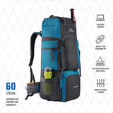 TRAWOC STONEX 60 Ltr Travel Backpack Trekking Rucksack bag for Men & Women Travel Camping Hiking Backpack, Sky Blue