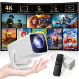 Mini Projector, Portable Projector 4K & Full HD 1080P Support, 270° Rotation Outdoor Projector, Movie Projector Compatible with Smartphone, TV Stick, Laptop, PS4, HDMI, USB