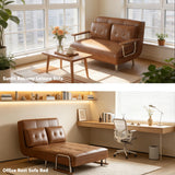DinaiteEain 39.4" 3-in-1 Faux Leather Convertible Sofa Bed, Loveseat Brown