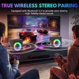 Karaoke Machine, Portable Bluetooth 5.3 Speaker with 2 Wireless Microphones for Adults, 200W Retro Leather PA System with Pitch Correction, Supports TV/TWS/TF Card/USB/AUX/Live (2MICS)