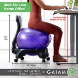 Gaiam 610-6002RTL Balance Ball Chair - Classic Yoga Ball Chair with 52cm Stability Ball, Pump & Exercise Guide for Home or Office, Black Gaiam