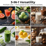 TUUMIIST 3-in-1 Cold Press Juicer Machine, Smart Touch Masticating Juicers for Whole Fruit & Vegetable, 6.5" Wide Chute Slow Juicer for Nut Milk & Sorbet, High Yield, 100oz Large Capacity, Easy Clean