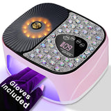 LIMEGIRL UV LED Nail Lamp Kit for Gel Polish Professional Fast Curing Pink Dryer Light Set with 4 Timer Settings Cordless Rechargeable Nail Art Cure Machine with UV Gloves for Manicure Pedicure