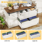 Farmhouse Lateral File Cabinet with Sliding Barn Door, 3 Drawers Filing Storage Cabinets with Adjustable Shelf