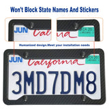 BGGTMO Carbon Fiber License Plate Frames- 2 Pack Black Aluminum Printed Carbon Patterns Car Tag Cover for Front & Rear, 4 Hole Heavy Duty Universal Holder Mount Screws with Caps