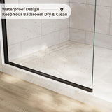 Xilewying Fixed Shower Glass Panel Semi-Framed Shower Door for Bathroom,34" W*74" L Single Shower Screen in Matte Black, 5/16"(8mm) Clear Tempered Glass with Frame Hardware Kit