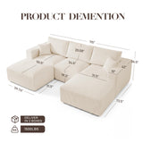 115" Modular Sectional Sofa, U Shaped Cloud Boneless Couch Beige