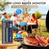 Wireless Meat Thermometer: 500FT Bluetooth Smart Meat Thermometer for Cooking and Grilling, CaloriMastery Digital Food Thermometer with Ultra-Thin Probe