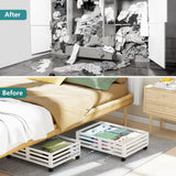 Wisuce Bamboo Under Bed Storage Containers- Underbed Organizer with Wheels with Dust Bag,Sturdy Wood Rolling Under the Bed Shoe Storage Organizer Drawers (White, 2 Pack (23.62"×16.54"))