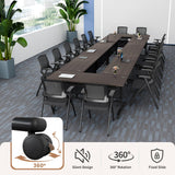 Folding Conference Table with Wheels, Flip-Top Mobile Training Table Modular Conference Room Tables, Space Saving Seminar Meeting Tables for Office School Business Classroom(Brown walnut 4PCS 47.2in)