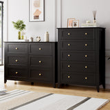 IDEALHOUSE 5 Chest of Drawer Dresser, Modern Wood Organizer Dresser Storage Cabinet with Drawers for Bedroom, Living Room, Entryway, Black