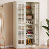 Tribesigns Tall Shoe Cabinet Set of 2, 8-Tier Shoe Storage with Adjustable Shelves, Modern Shoe Organizer Shoe Rack Cabinet for Entryway, Hallway, Closet, Living Room, White