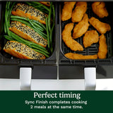 Cuisinart Dual Basket Air Fryer, 2-4.25 QT Baskets, Total 8.5 QT, 4 Functions Air Fry, Roast, Bake and Keep Warm, Features Sync Finish and Sync Settings, Toss Reminder, Auto Warm Mode and Auto-Pause