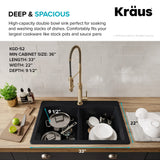 KRAUS Forteza 33-inch Drop in/Undermount 50/50 Double Bowl Granite Kitchen Sink in Black, KGD-52BLACK