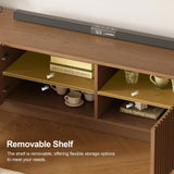 NessCarsti 86.61" Fluted TV Stand, Mid-Century Modern Wooden Media Console