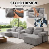 RENDGO 146" Oversized Boneless Sectional Sofa with Chaise,U Shaped,Gray