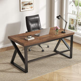 IBF Solid Real Wood Desk, Minimalist 47” Natural Wood Computer Desk, Rustic Desk for Home Office Writing Study