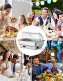 2Pack 4.5QT Electric Chafing Dish Buffet Set – Stainless Steel Roll Top Food Warmers with Adjustable Temperature & Transparent Lids – Commercial Catering Chafer Servers for Parties, Weddings, Banquets