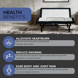 Blissful Nights e4 King Adjustable Bed Frame with Massage, Anti-Snore, Zero Gravity, USB Charging, Under Bed Lights, Wireless Remote Head and Foot Incline