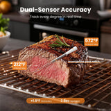 Grebilux Wireless Meat Thermometer with 2 Color-Coded Probes, ±1.8℉ Accuracy, IP67 Waterproof, App Control & Real-Time Monitoring, Two-Way Alerts