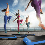 Yes4All Adjustable Workout Aerobic Exercise Step Platform Health Club Size with 4 Adjustable Risers Included and Advanced Risers Options - Blue Black
