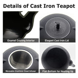 Big Cast Iron Teapot, Japanese Tetsubin Tea Kettle for Stovetop Safe, Cast Iron Tea Pot with Stainless Steel Infuser for Loose Tea and Enameled Interior(1800ml/60.9oz)