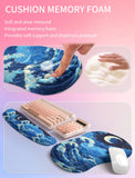 Hokafenle 2in1 Combination, Wave Keyboard Wrist Rest and Ergonomic Curvature Mouse Pad Wrist Support for Relieve Wrist Pain, Filled with Soft Cushion Memory Foam, Crescent Waves