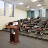 Floor Standing Podium Speaking Lectern Stand, Portable Podium Stand with Storage, Wooden Podium Pulpit for Churches