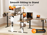 Reversible L Shaped Standing Desk Height Adjustable with Cup Holder, Electric Corner Computer Desk