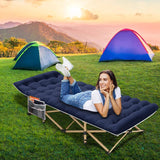 ARAER Camping Cot, 450LBS(Max Load), Portable Folding Outdoor Bed with Carry Bag for Adults Kids, Heavy Duty Cot for Traveling Gear Supplier, Office Nap, Beach Vocation and Home Lounging (Navy Blue)