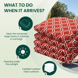Outdoor Chair Cushions Set of 4, Water Resistant Patio Chair Cushions with Ties