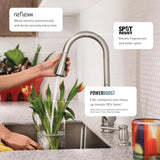 Moen Arbor Spot Resist Stainless One-Handle Pulldown Kitchen Faucet with Sprayer and a Reflex Docking System, Kitchen Sink Faucet Featuring Power Boost for a Faster Clean, 7594SRS